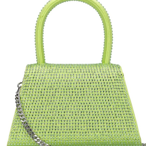 Self portrait mini lime green bow rhinestone bag - Picture 3 of 5